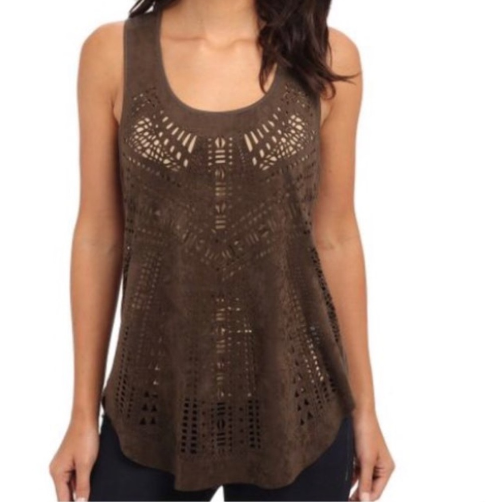 SAM EDELMAN Laser Cut Suede Tank Top